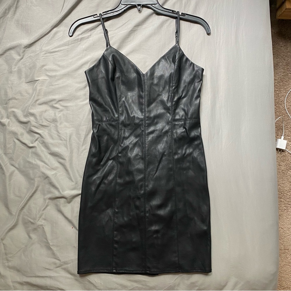 Sexy Black Faux Leather Dress